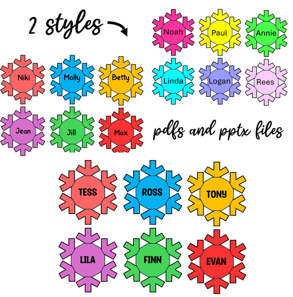 Winter Name Tags, Bright Snowflakes Student Nametags, Editable Cubby Labels
