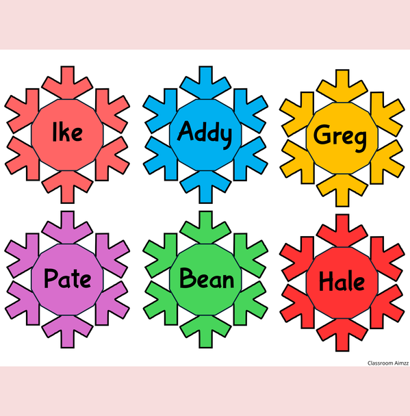 Winter Name Tags, Bright Snowflakes Student Nametags, Editable Cubby Labels