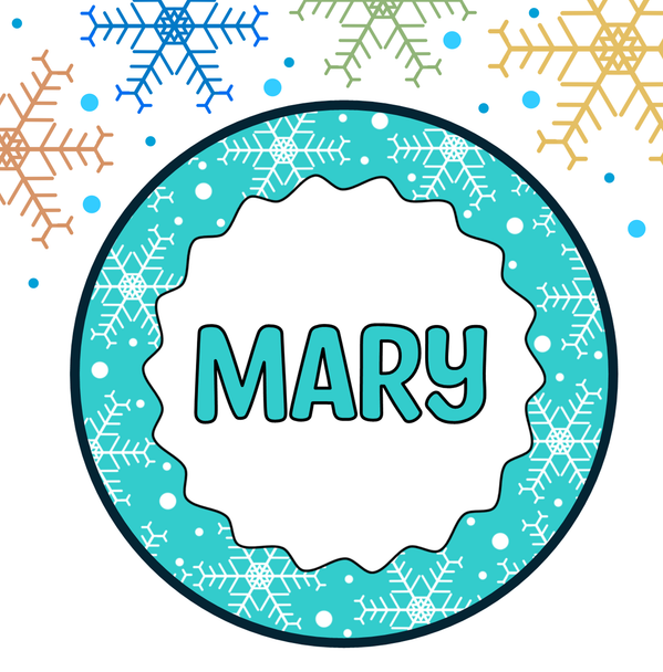 Printable Winter Colorful Snowflakes Student Name Labels, Name Tags
