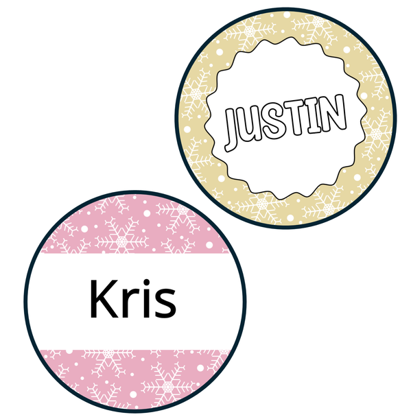 Printable Winter Colorful Snowflakes Student Name Labels, Name Tags