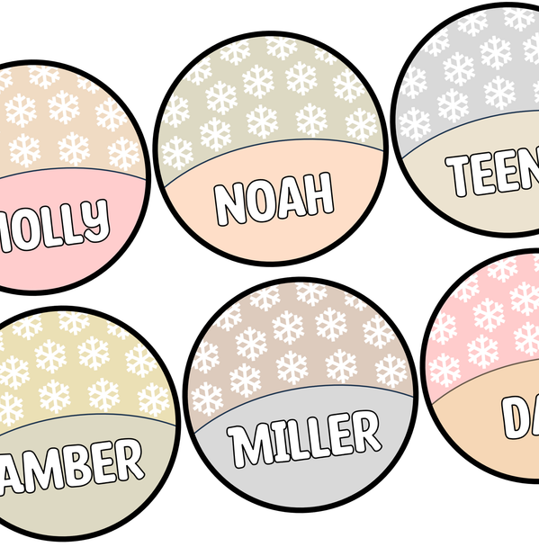 Printable Snowflakes Name Tags, Winter Classroom Labels,Name Badges