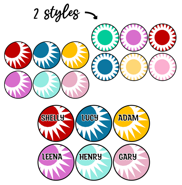 Printable Student Name Labels, Bright Name Plates, Colorful Name Cards