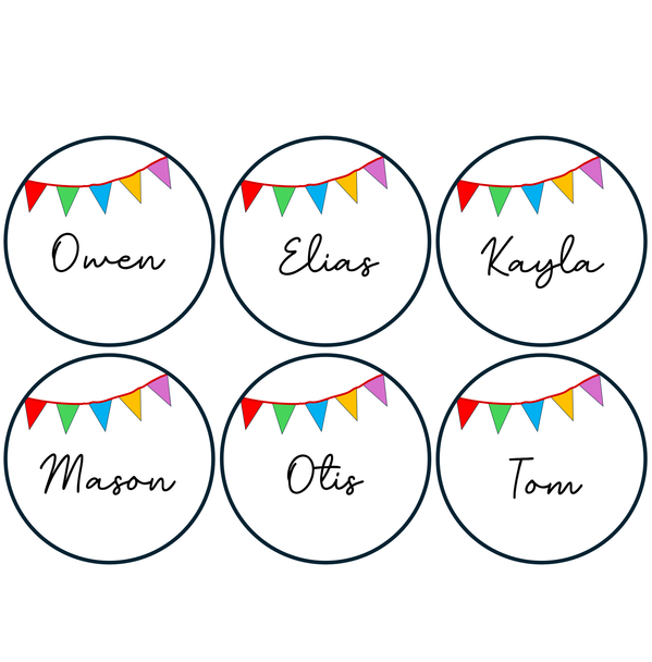 Printable Colorful Round Student Name Labels, Editable Classroom Labels