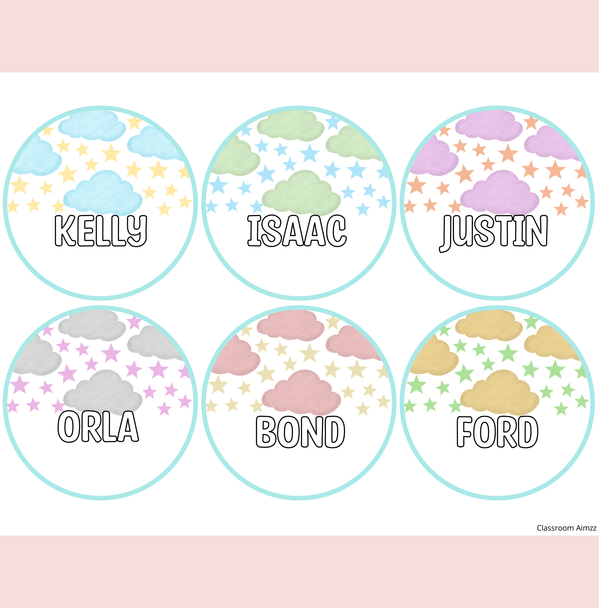 Stars Nametags, Printable Student Name Plates, Editable Name Labels, Star Tags