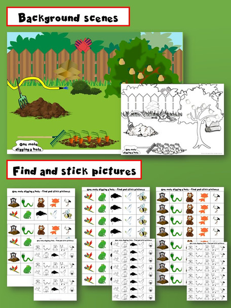 One Mole Digging a Hole Find and Stick templates