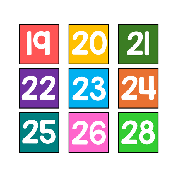 Printable Number Labels from 1 to 36. Editable Calendar Number Labels, Numbers