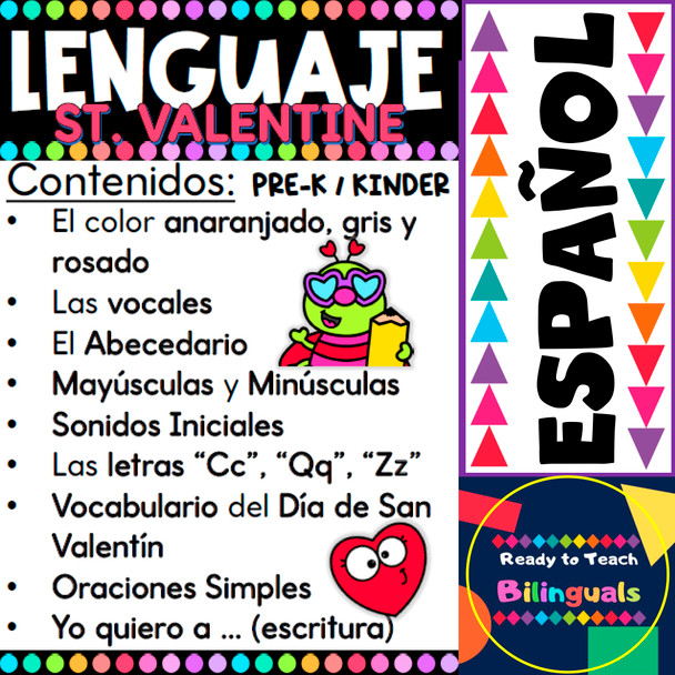 Hojas de Trabajo del Lenguaje - Valentines Day - Worksheets and Activities in Spanish