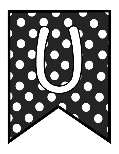 Printable Bulletin Board Bunting Banners, Polka Dots Alphabet Bunting Banners