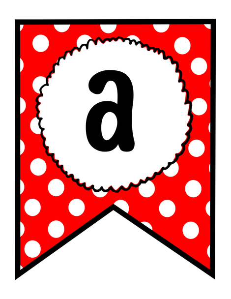 Bulletin Board Bunting Banners, Polka Dots bright Alphabets Bunting Banners