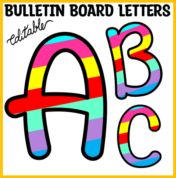 Printable Colorful Bulletin Board Letters for Kindergarten, Large Letters