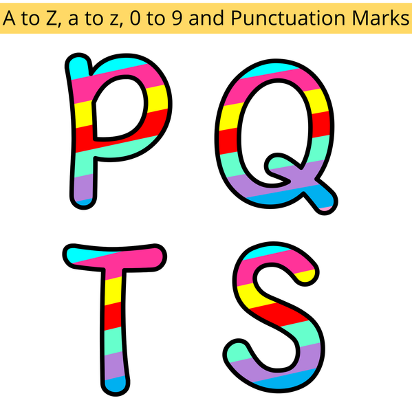 Printable Colorful Bulletin Board Letters for Kindergarten, Large Letters