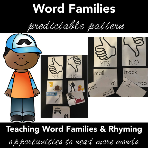 Word Families - Rhyming Words - Yes/No Sort - Activity - Printable