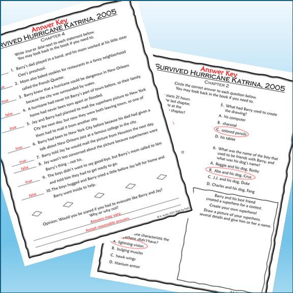 I Survived Hurricane Katrina, 2005 Novel Study