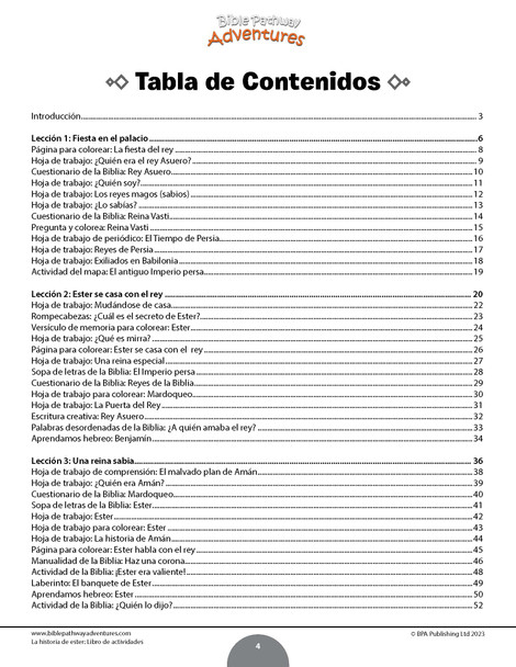 La historia de Ester: Libro de actividades