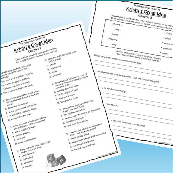 The Babysitters Club Kristy's Great Idea Novel Study