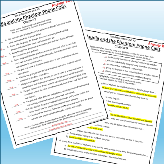 The Babysitters Club Claudia and the Phantom Phone Calls Novel Study