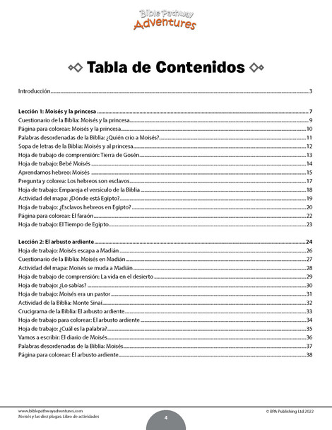 Moisés y las diez plagas - Libro de actividades