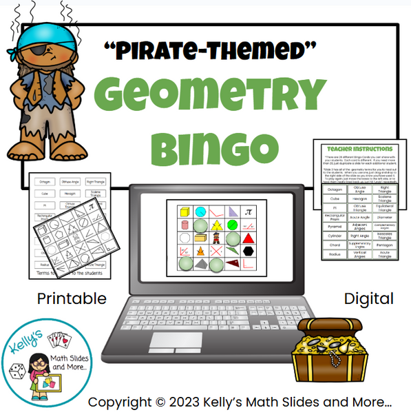 Pirate-Themed Geometry Bingo Game - Digital and Printable
