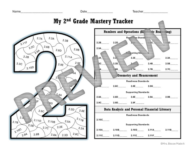 2nd Grade Math Data Tracker (TEKS)
