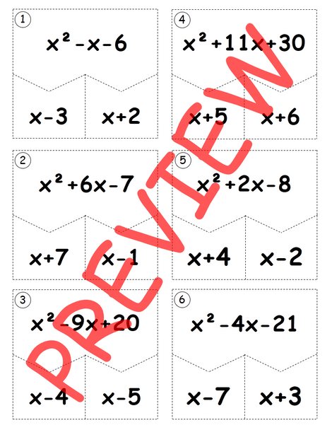 Factoring Trinomials a=1 (Puzzles)