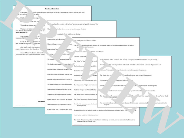 US History True False Fix Review Game Bundle Gilded Age through the Cold War