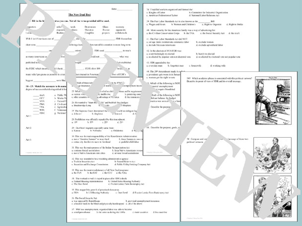 US History Tests Gilded Age through World War 2 Bundle