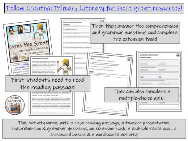 Cyrus the Great Close Reading Activities | 5th Grade & 6th Grade