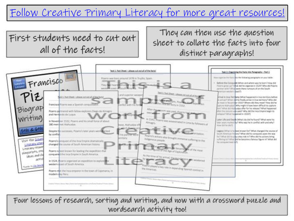 Francisco Pizarro Biography Writing Unit | 5th Grade & 6th Grade