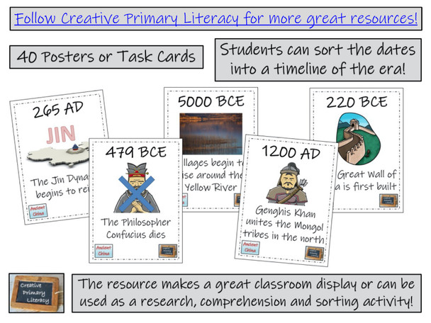 Ancient China Timeline Display Research and Sorting Activity