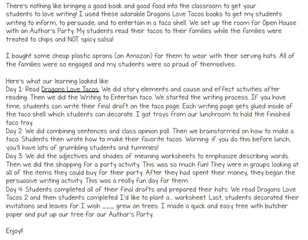 Dragons Love Tacos 1 and 2: Taco Writing