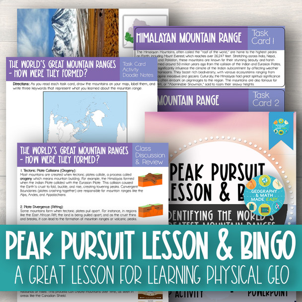 Geography: World's Greatest Landforms Task Card & Bingo Bundle - Discounted