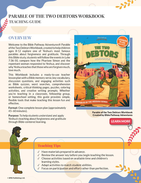 Bible Parable: The Two Debtors Workbook