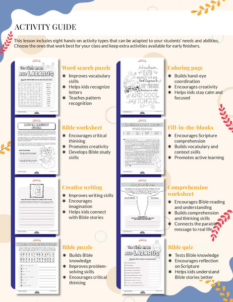 Bible Parable: The Rich Man and Lazarus Workbook