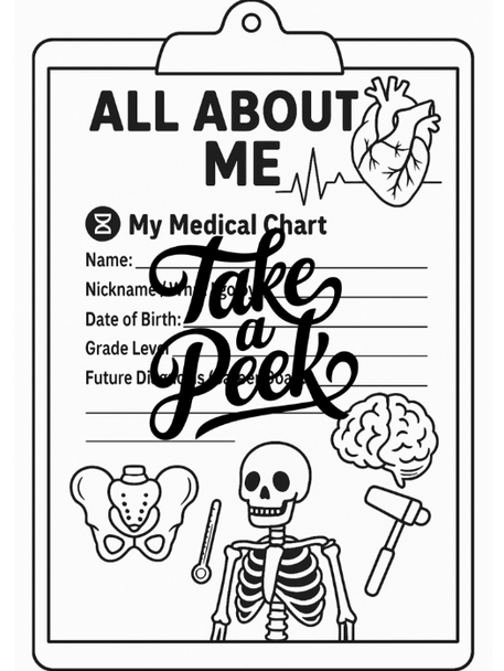 All About Me: Back to School Medical Chart Activity for Health Science Class