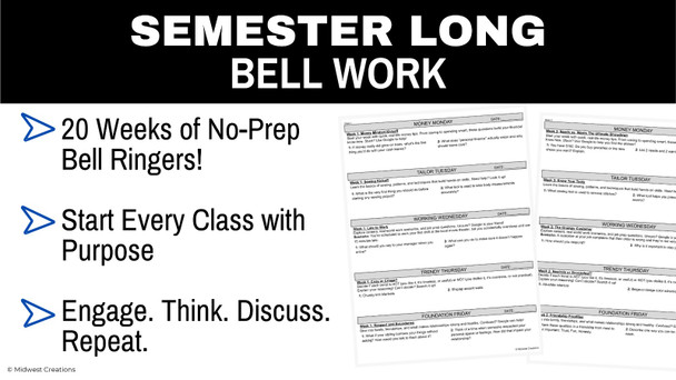 Daily Bellwork for FACS/FCS (Semester) | Careers, Finance, Sewing, Design & Life