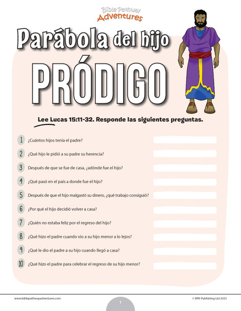 Cuestionario bíblico de la parábola del hijo pródigo