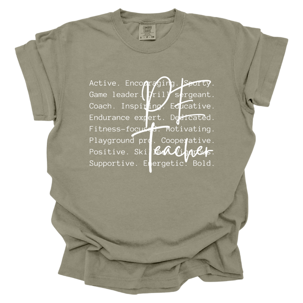 PE Teacher Script Comfort Colors T-Shirt PE Teacher Script Comfort Colors T-Shirt