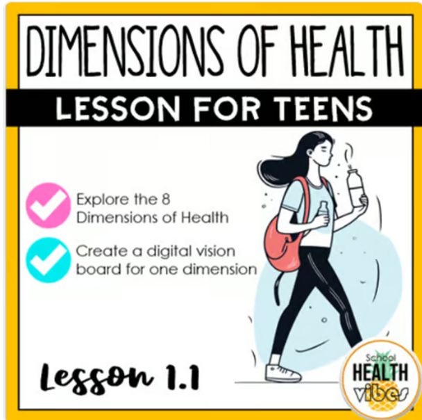 8 Dimensions of Health Wellness Wheel Lesson for Middle & High School Teens