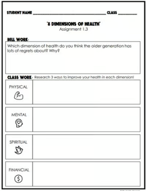 8 Dimensions of Health Research & Activities for Middle & High School Teens