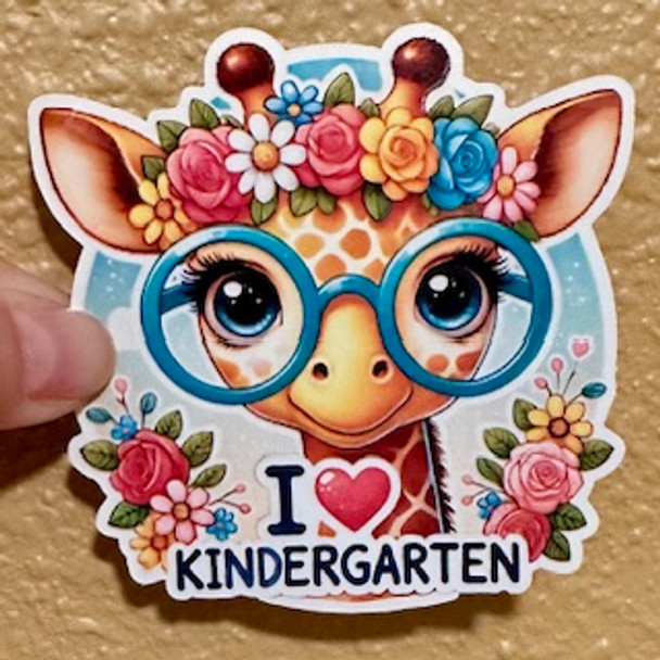  I ❤️ Kindergarten Giraffe – 3"x3" Waterproof Vinyl Sticker