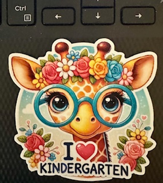 I ❤️ Kindergarten Giraffe – 3"x3" Waterproof Vinyl Sticker