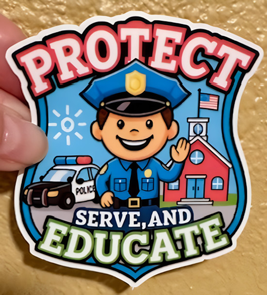 Law Enforcement Teacher Waterproof Vinyl Sticker – “Protect, Serve, and Educate”