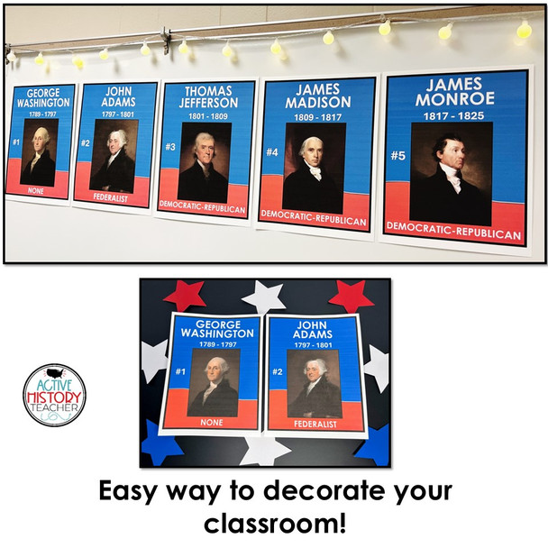 US History Presidents Timeline Classroom Decor Bulletin Boards Government Civics