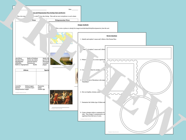 The Persian Wars or Peloponnesian War Activity Sorting Chart Review Questions The Persian Wars or Peloponnesian War Activity Sorting Chart Review Questions