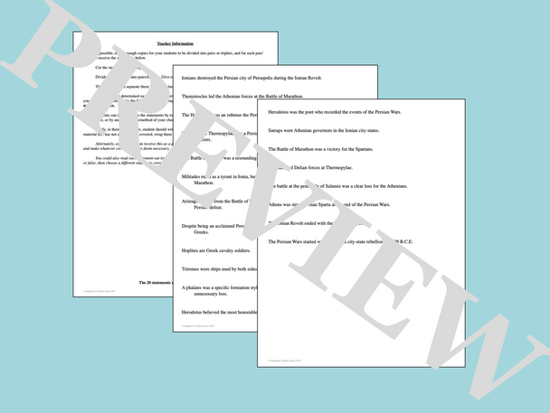 The Persian Wars Activity True False Fix Review Game