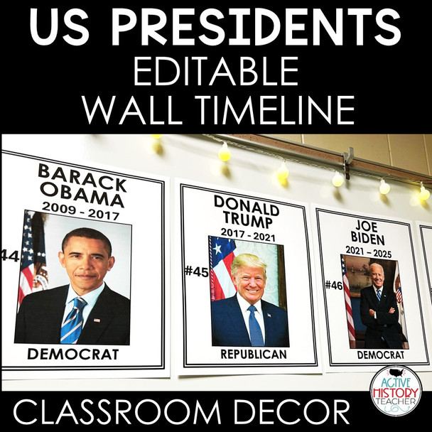 US History Presidents Timeline Bulletin Boards Government Civics 