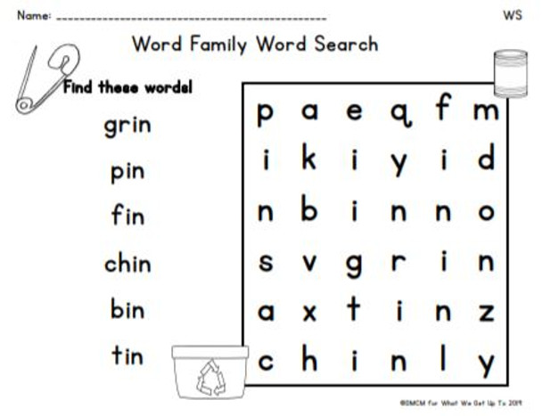 The -in Word Family