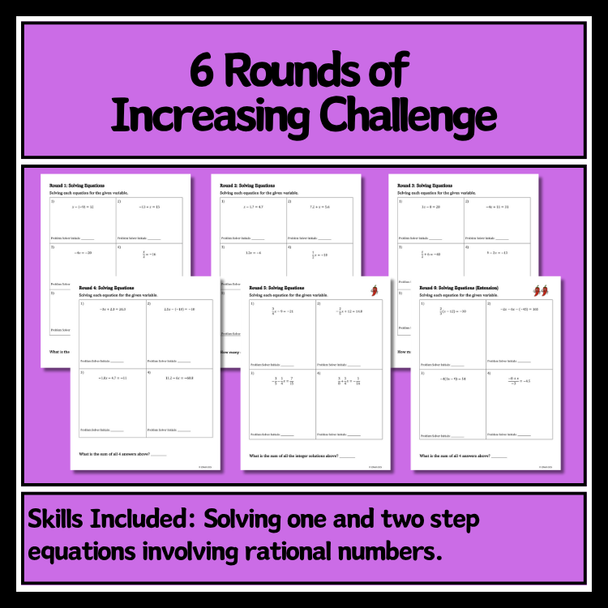 Solving Equations Group Review Activity | Grade 7 Math