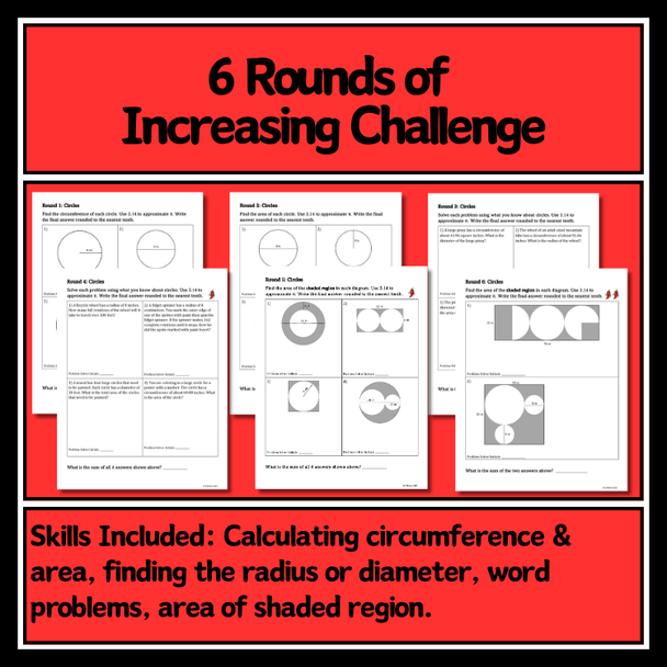 Circumference & Area of Circles Group Review Activity | Grade 7 Math