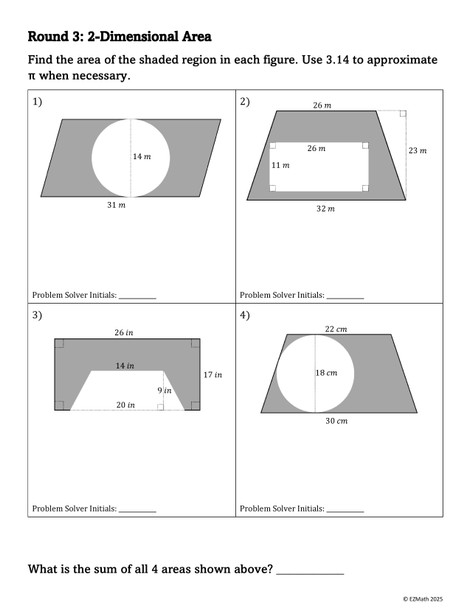 2-Dimensional Area Group Review Activity | Grade 7 Math